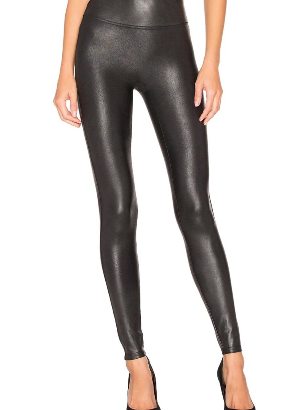 SPANX Black Leather Leggings Size M